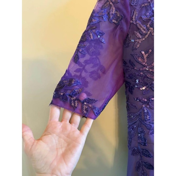 NWT Purple Mother of the Bride Formal Dress w/ Lace Up Corset Back Dress-Size 14 - Picture 6 of 9